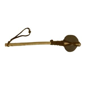 Native American Stone Axe Tomahawk Tool‎ Handcrafted Display Decor Suede